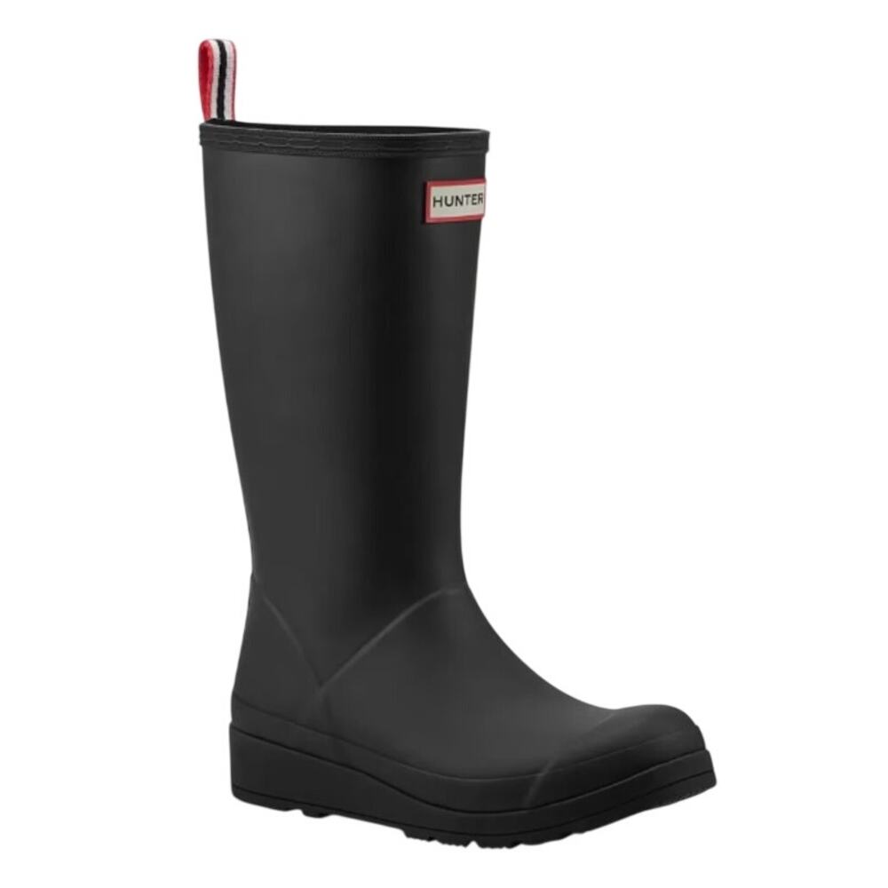 HUNTER Womens Play Tall Rain Boot Size 7 EU 38 Matte Black Waterproof EUC